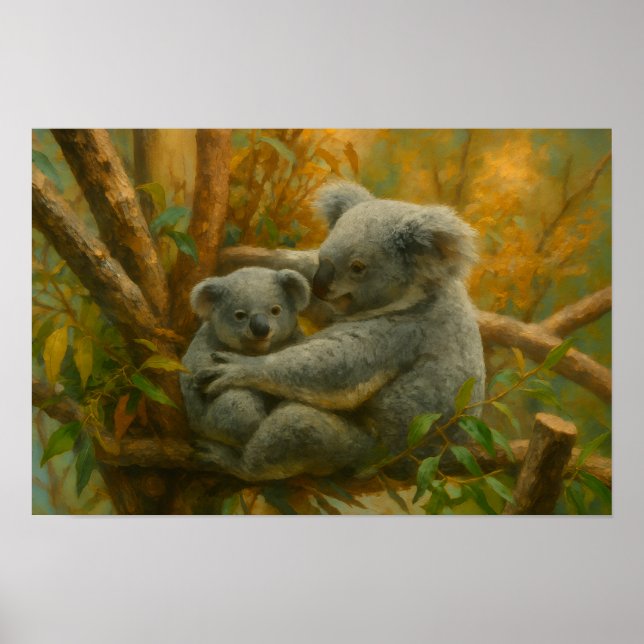 Koala Embrace - Tender Wildlife Painting Poster (Framsidan)