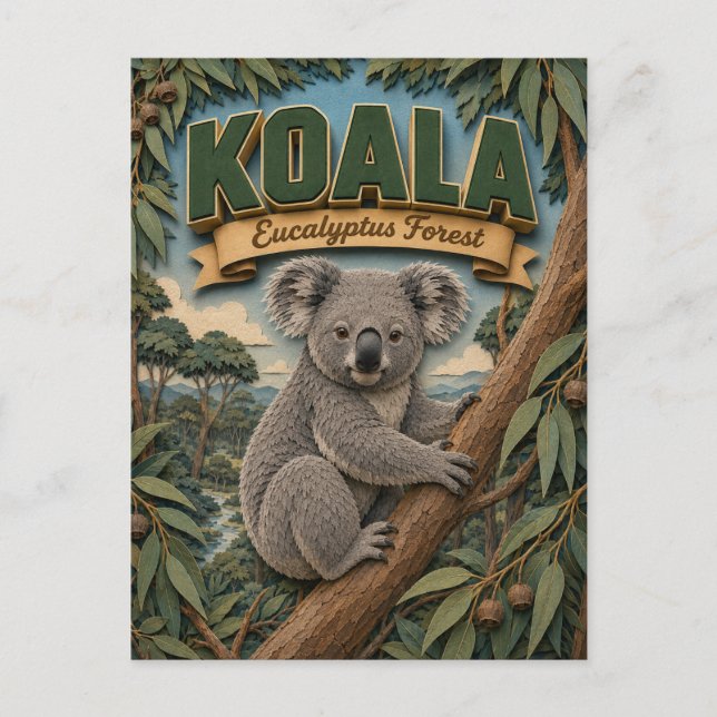 Koala Eucalyptus Forest POPCUT Vykort (Framsida)