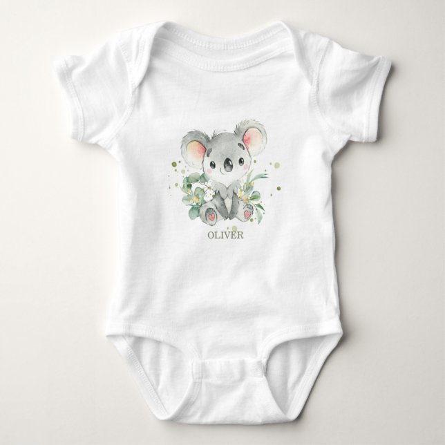 Koala Eucalyptus Greenery 1st Birthday Outfit  T Shirt (Framsida)