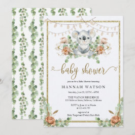 Koala Eucalyptus Woodland Boho Baby Shower Inbjudningar
