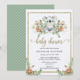 Koala Eucalyptus Woodland Elegant Baby Shower Inbjudningar