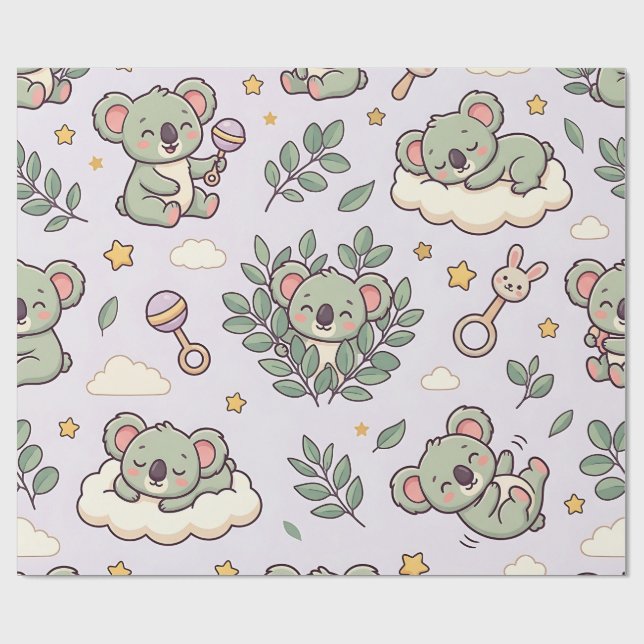 Koala Eukalyptus Baby Shower Presentpapper (Platt)