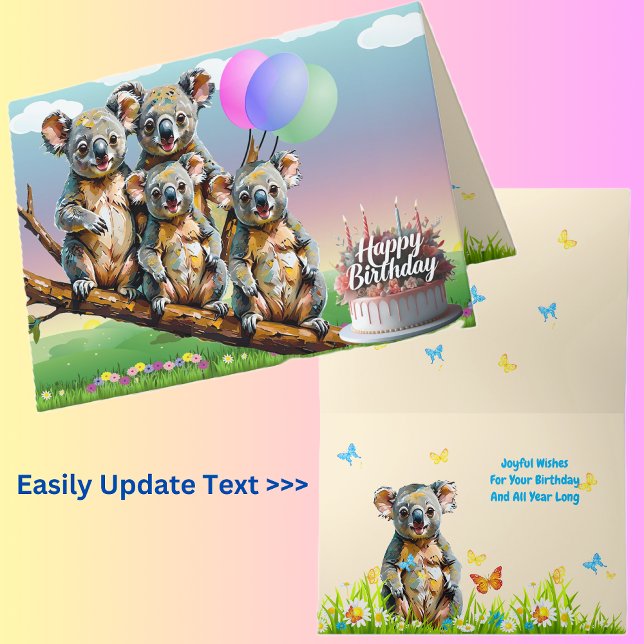 Koala Family Birthday Card Kort (Skapare uppladdad)