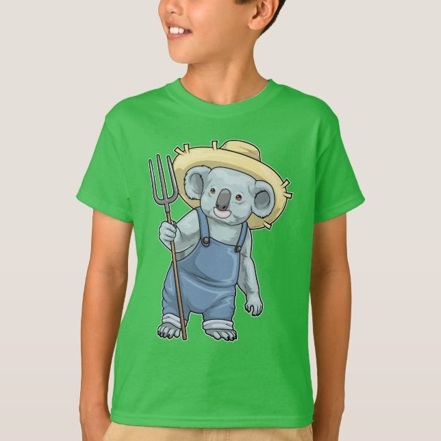Koala Farmer Pitchfork T Shirt (Framsida)