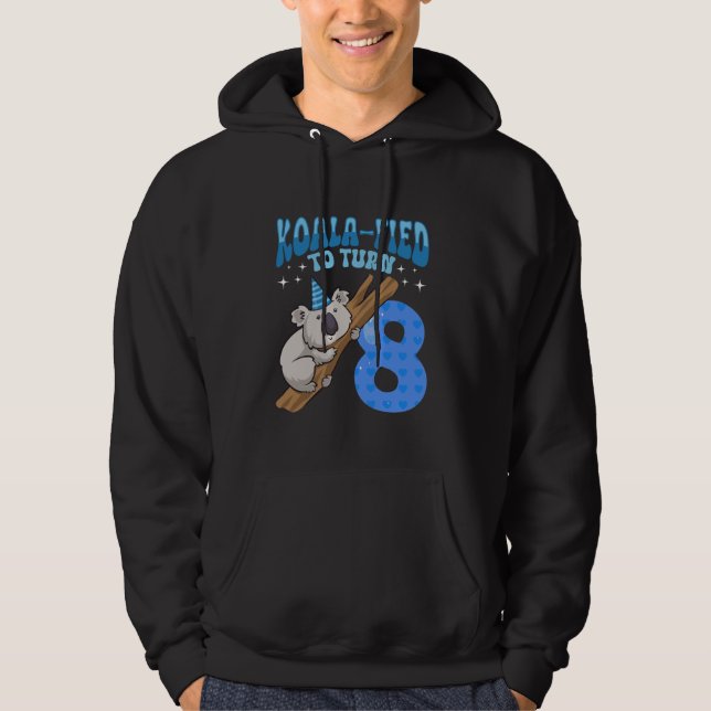 Koala-Fied till 8 år gammal 8:e Födelsedagsfesten Hoodie (Framsida)