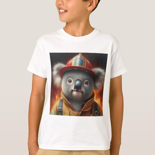 Koala Firefighter T Shirt (Framsida)