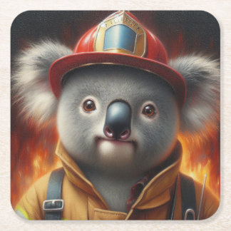 Koala Firefighter Underlägg Papper Kvadrat