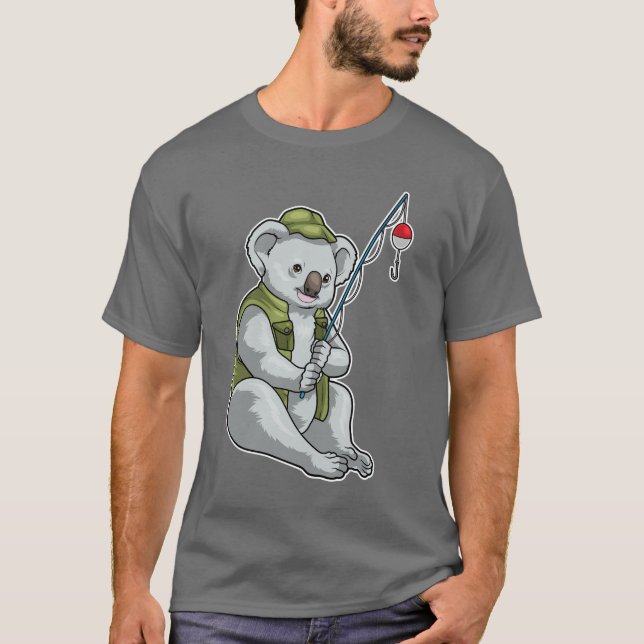 Koala Fisher Fishing Rod T Shirt (Framsida)