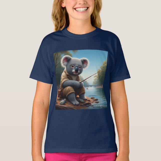Koala Fishing T Shirt (Framsida)