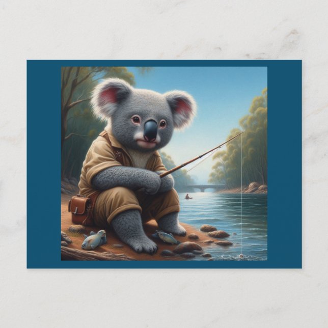 Koala Fishing Vykort (Framsida)