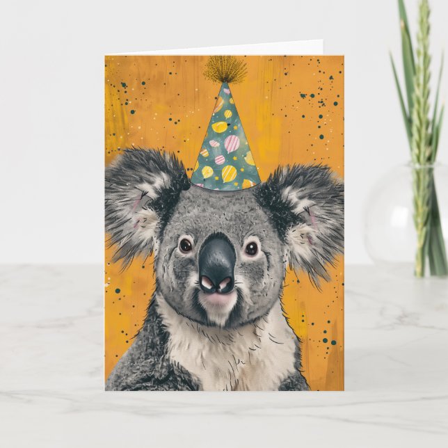 Koala Födelsedagsfest Greeting Card Tack Kort (Framsida)