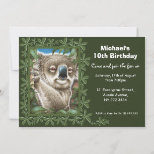 Koala Födelsedagsfest inbjudan