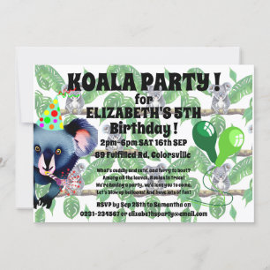 KOALA födelsedagsfest Inbjudningar