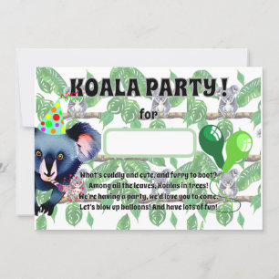KOALA födelsedagsfest Inbjudningar
