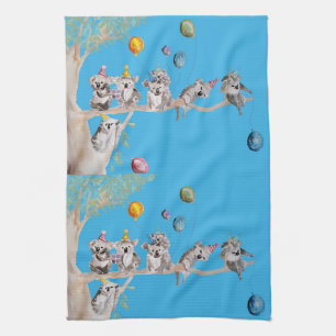 Koala Födelsedagsfest Koalas Cute Blue Tea Towel Kökshandduk