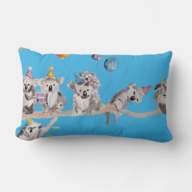 Koala Födelsedagsfest Söta Koalas Barn Kudd Lumbarkudde (Framsida)