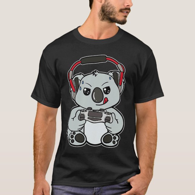 Koala Gamer Spel Online Videospel Controller H T Shirt (Framsida)