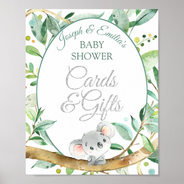 Koala Gender Neutral Baby Shower Cards and Gifts Poster (Framsidan)
