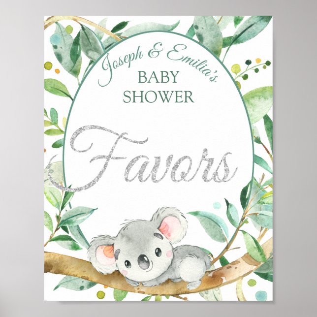 Koala Gender Neutral Baby Shower Favors Poster (Framsidan)