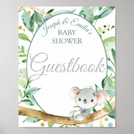 Koala Gender Neutral Baby Shower Guestbook-tecken Poster
