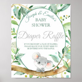 Koala Gender Neutral Baby Shower Raffle Poster