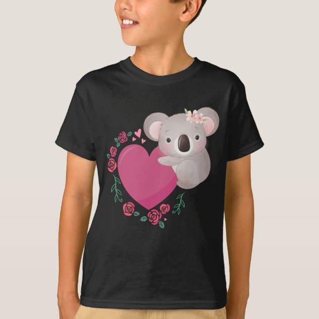 Koala Girl Australian Animal Heart T Shirt (Framsida)