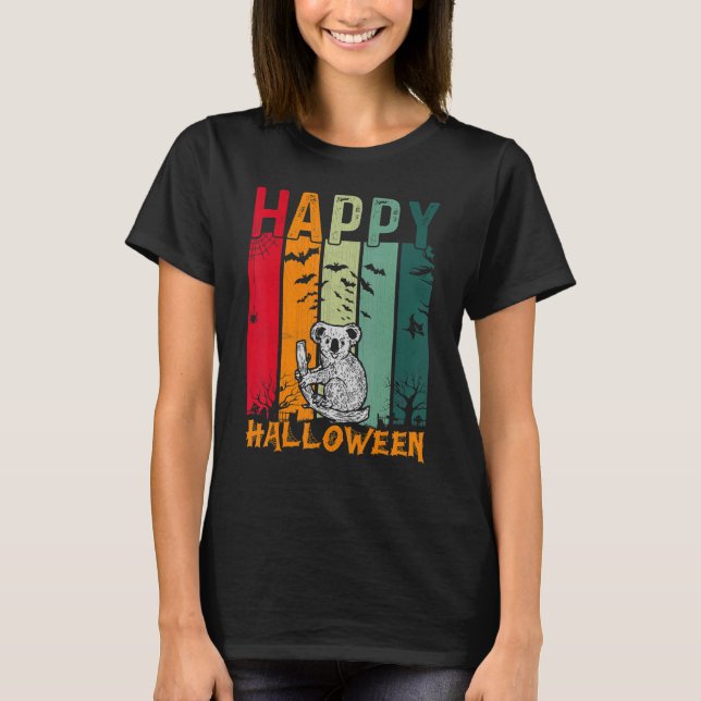 Koala Girls Boys Retro Stil Halloween Dinner Pa T Shirt (Framsida)