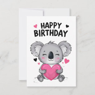 Koala Grattis på födelsedagen Card med Hearts