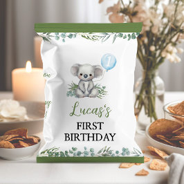Koala Greenery Boy Birthday Chip Bag Wrapper Reklamblad