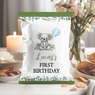 Koala Greenery Boy Birthday Chip Bag Wrapper Reklamblad