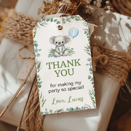 Koala Greenery Boy Party Tack Favor Tag Presentetikett