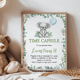 Koala Greenry Födelsedagsfest Time Capsule-tecken Poster
