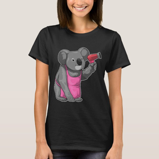 Koala Hairdresser Hair-torktumlare T Shirt (Framsida)