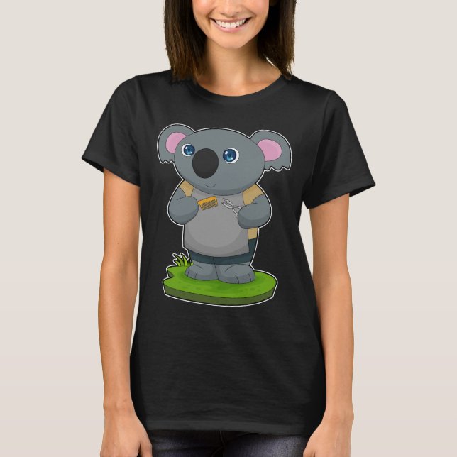 Koala Hairdresser Scissors Comb T Shirt (Framsida)