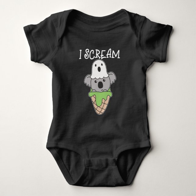 Koala Halloween Ghost I Skräm Ice Cream Pun T Shirt (Framsida)
