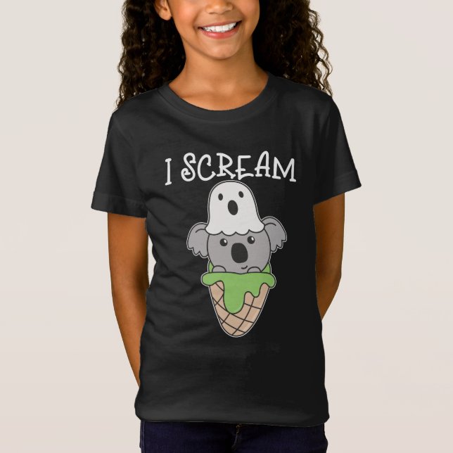 Koala Halloween Ghost I Skräm Ice Cream Pun T Shirt (Framsida)