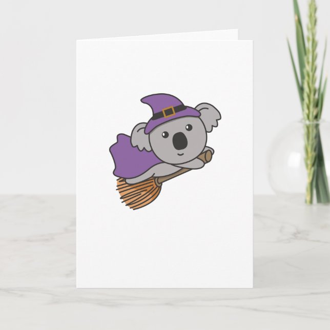 Koala Halloween-häxa Barn Häxdräkt Helgkort (Framsida)