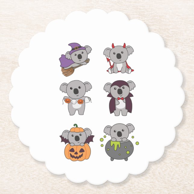 Koala Halloween Witch Djävulen Pumpkin Vampire Underlägg Papper (Framsida)