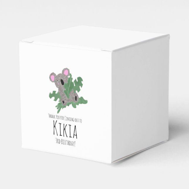 Koala Handritad Djur Grön Födelsedagsfest    Presentaskar (Framsidan Sidan)