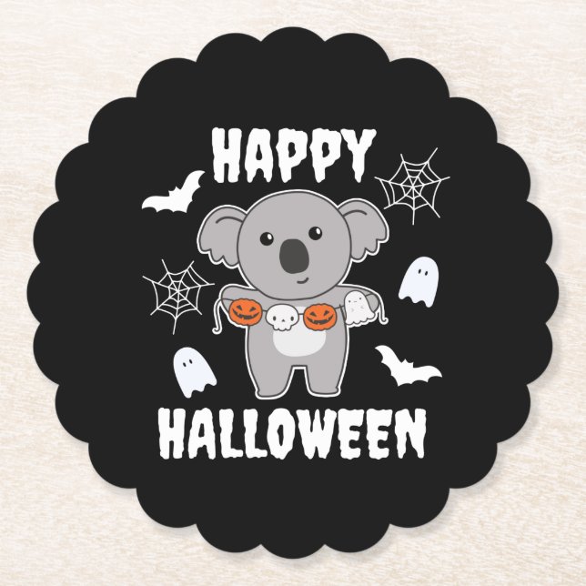 Koala Happy halloween Pumpkin Fladdermus Costume Underlägg Papper (Framsida)