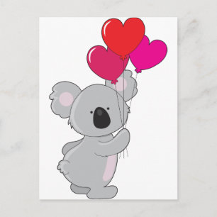 Koala Heart Balloons Vykort