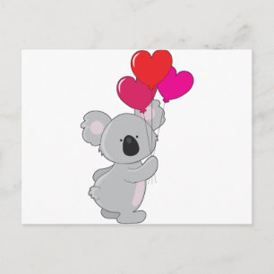 Koala Heart Balloons Vykort