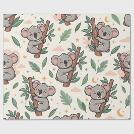 Koala Hug Presentpapper – Pastell Skogsmönster