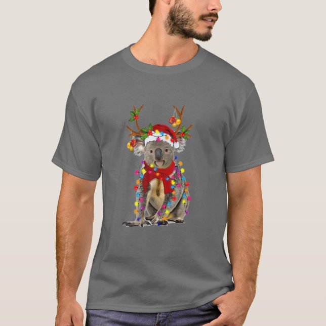Koala Hund Gorgous Reindeer jul Ljus Träd T Shirt (Framsida)