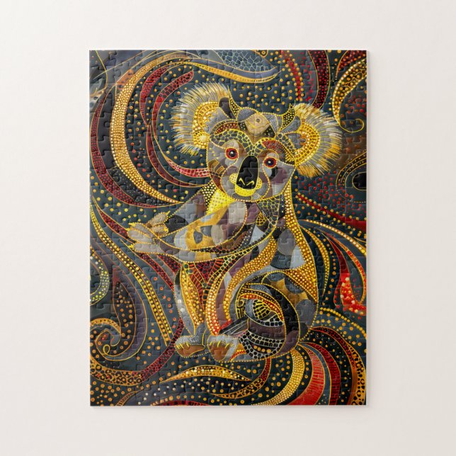Koala i Aborigine Dot Art Stil Pussel (Vertikal)