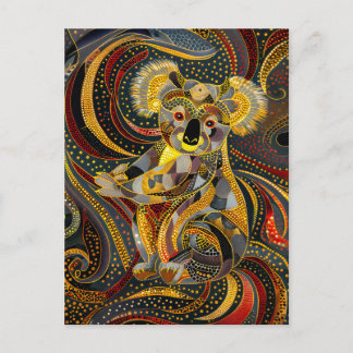 Koala i Aborigine Dot Art Stil Vykort