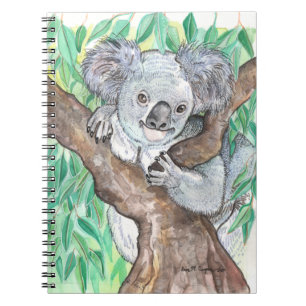 Koala i Eucalyptus Träd Painting Anteckningsbok