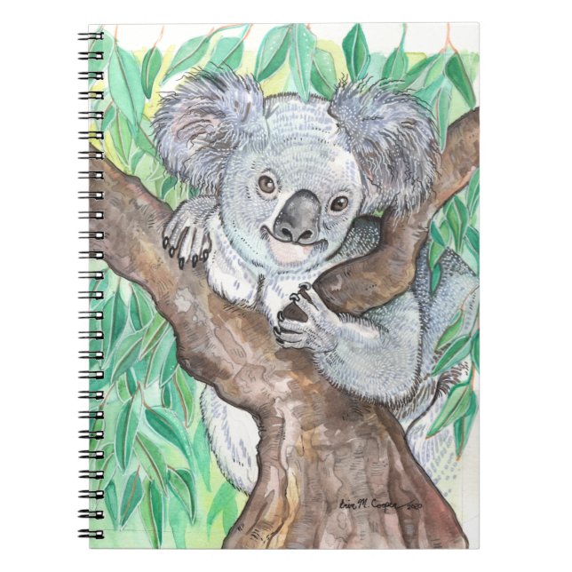 Koala i Eucalyptus Träd Painting Anteckningsbok (Framsidan)
