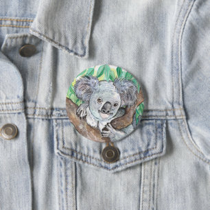 Koala i Eucalyptus Träd Painting Knapp