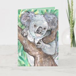 Koala i Eucalyptus Träd Painting Kort